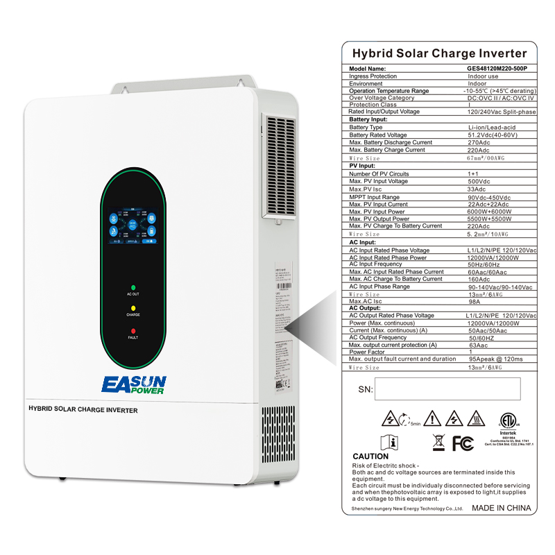 EASUN POWER 120V/110V 12KW hyb - Grid Tie Inverter Limiter 2000W recension och pris