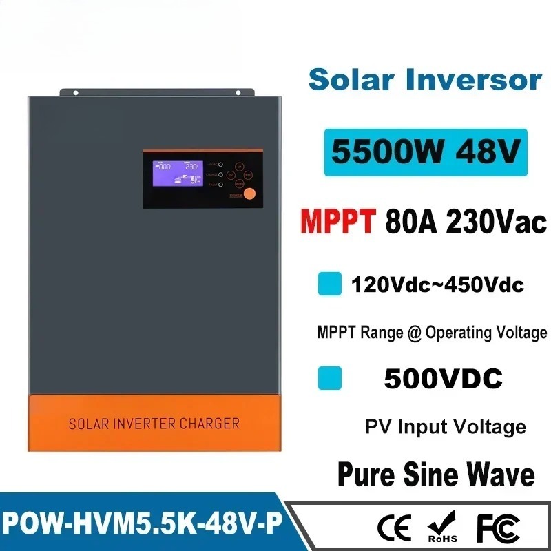 factory 5.5KW 5.5KVA MPPT 80A  - Hybrid Solar Inverter 5.5Kw Mppt 48V recension och pris