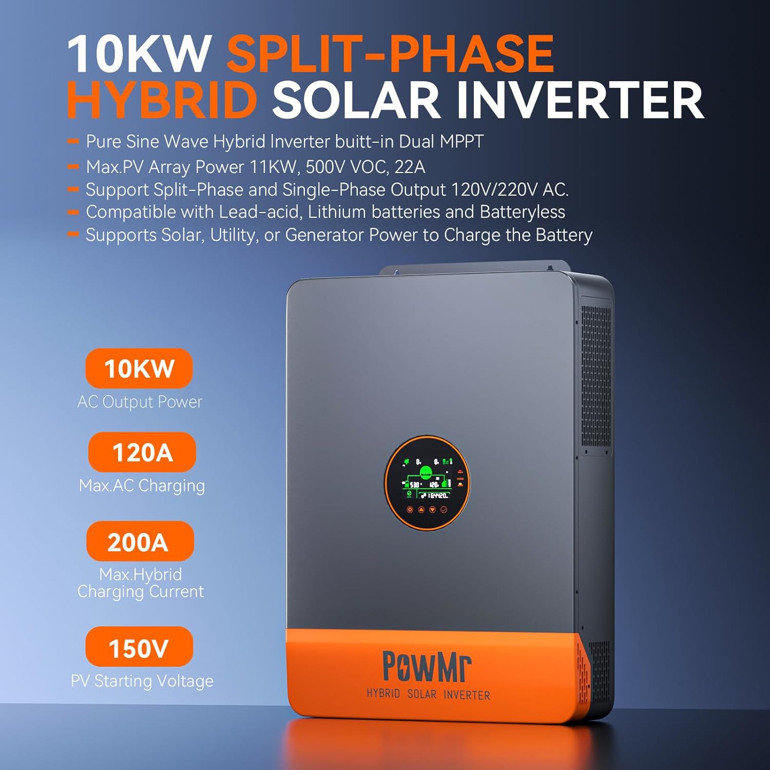 PowMr 10KW Split Phase Inverte - Split Phase Inverter 10Kw 110V 220V recension och pris