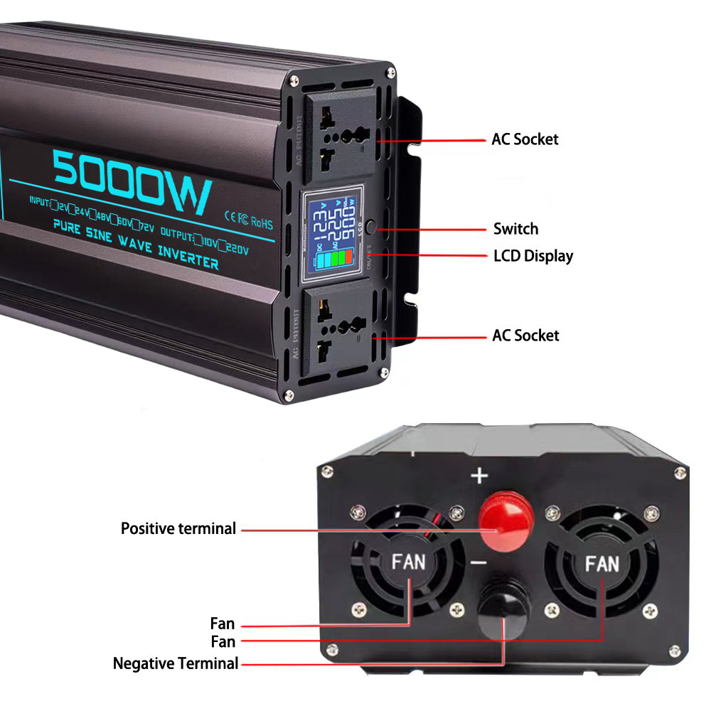 Pure Sine Wave Inverter DC 12V - Pure Sine Wave Inverter 5000W 48V 220V recension och pris